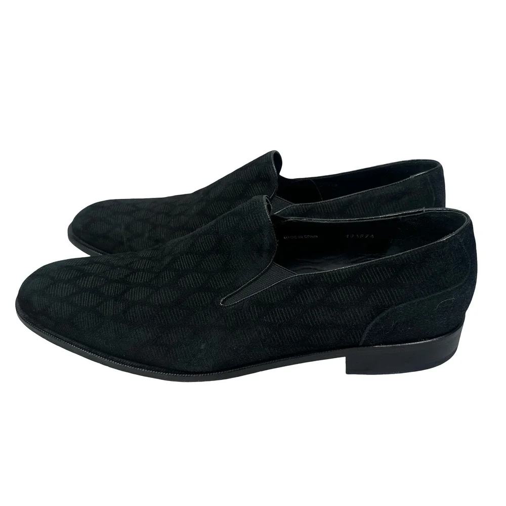 Mezlan Merlin Mens Black Suede Textured Diamond Loafers Shoes Size 14 M‎ Spain